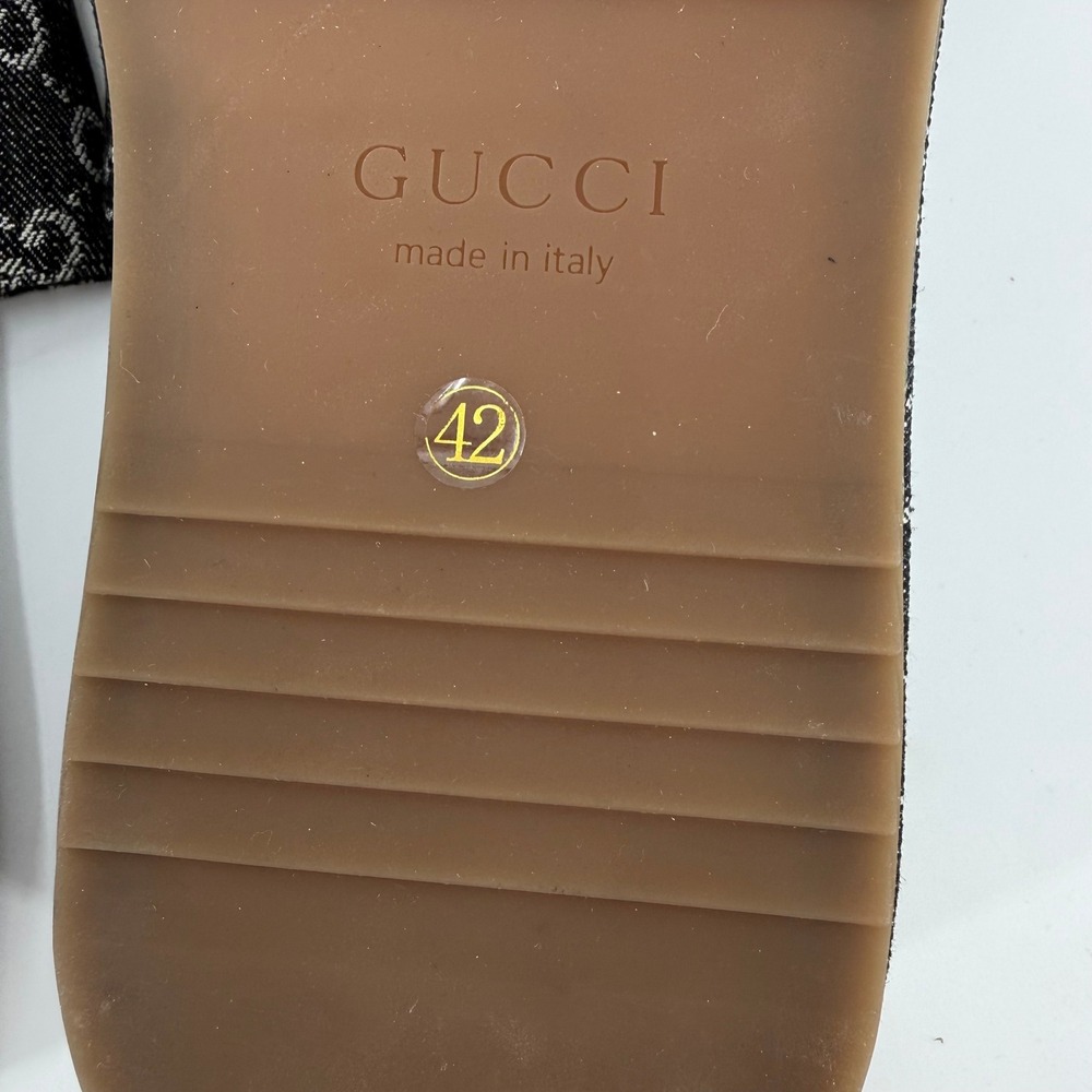 Gucci Platform Slides Womens 42/US 12 Black GG Monogram Denim Sandals Condition - Picture 9 of 9